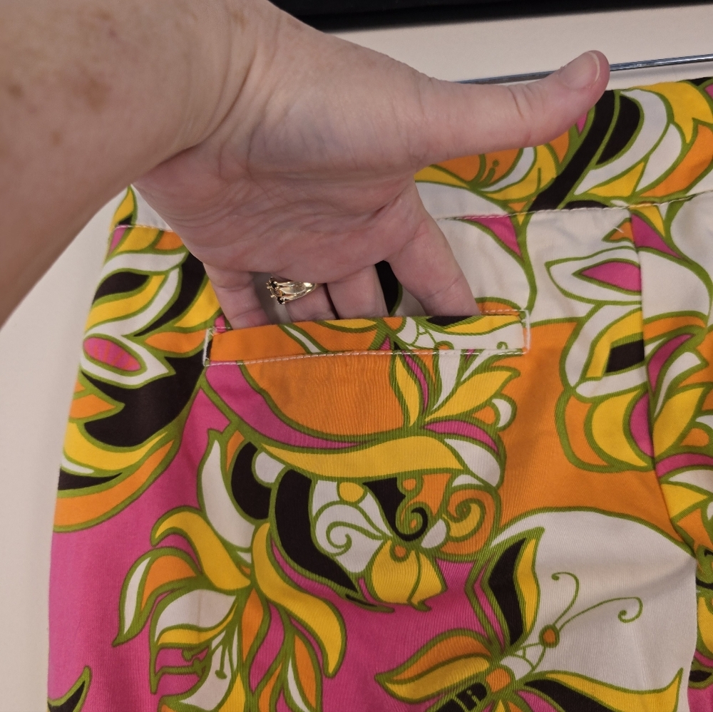 Lilly Pulitzer KRISTEN Palm Beach Orange Gold Pink Butterfly Ankle Pants. Sz 4 - Picture 6 of 9